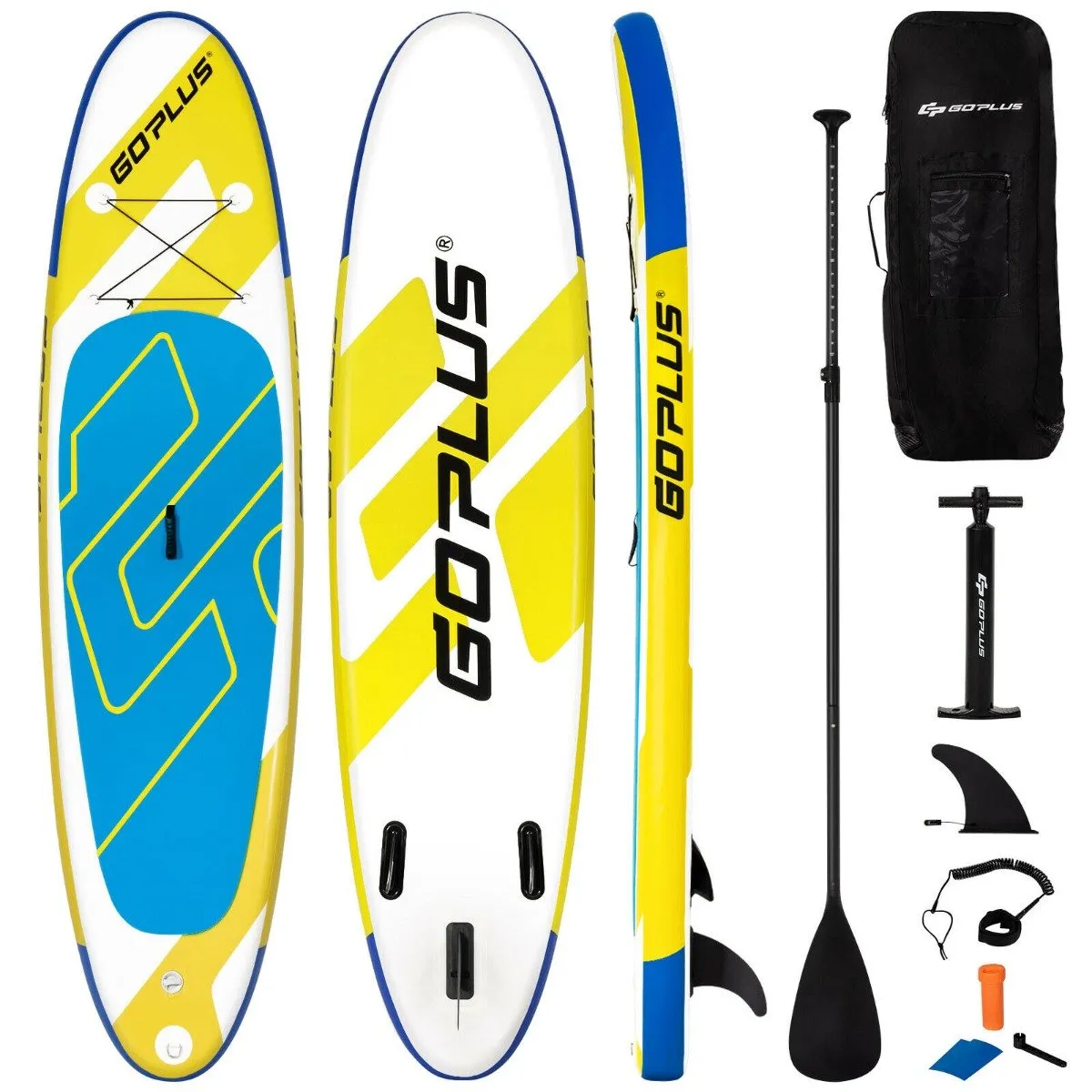 11FT Inflatable Stand Up Paddle Board with Hand Pump-Yellow &amp; Blue