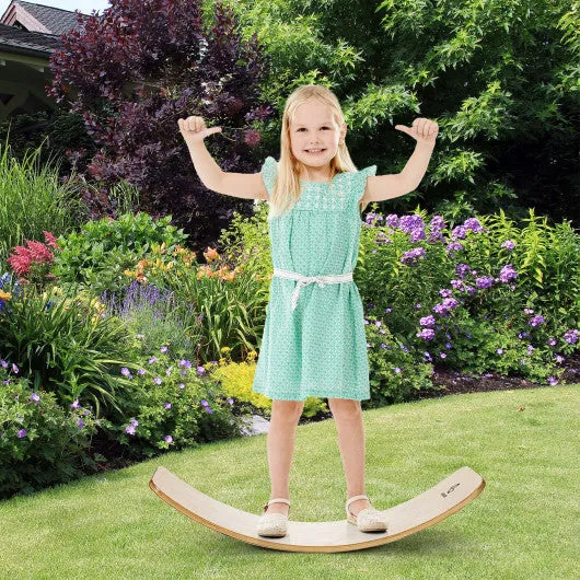 12 Inch Wooden Wobble Toy Balance Board-Natural