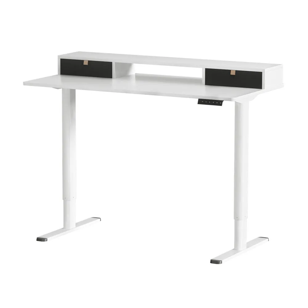 120cm Electric Standing Desk Sit Stand Desks with Storage Shelf - White