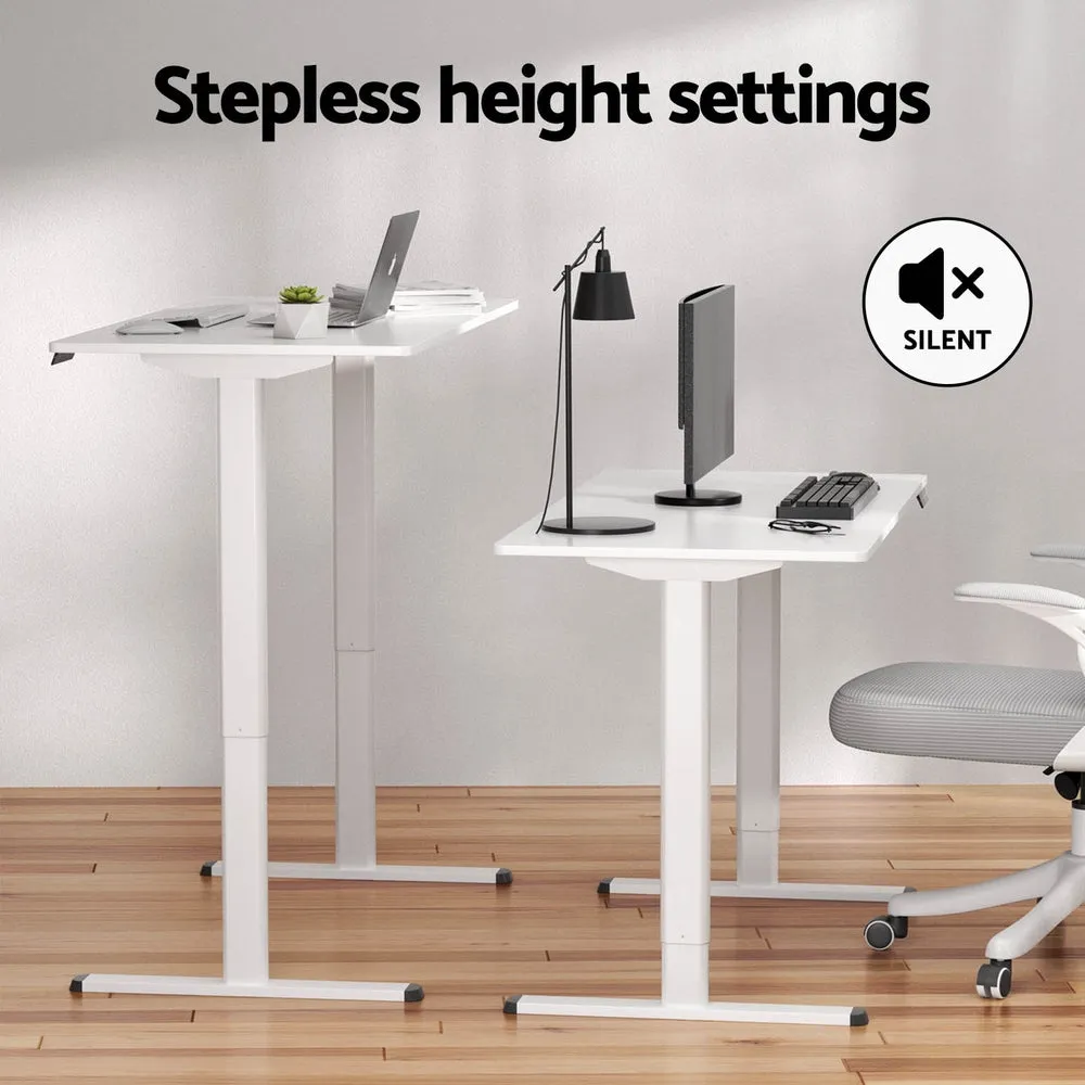 120cm Electric Standing Desk Sit Stand Desks with Storage Shelf - White