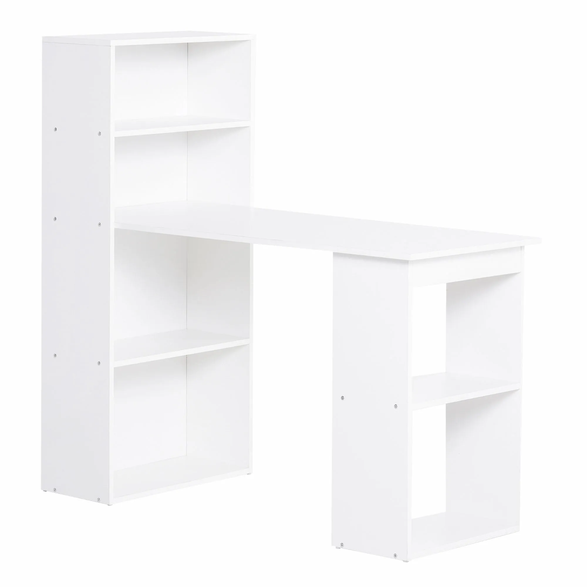 120cm Modern Computer Desk Bookshelf  Writing Table Workstation PC Laptop Study Home Office 6 Shelves White