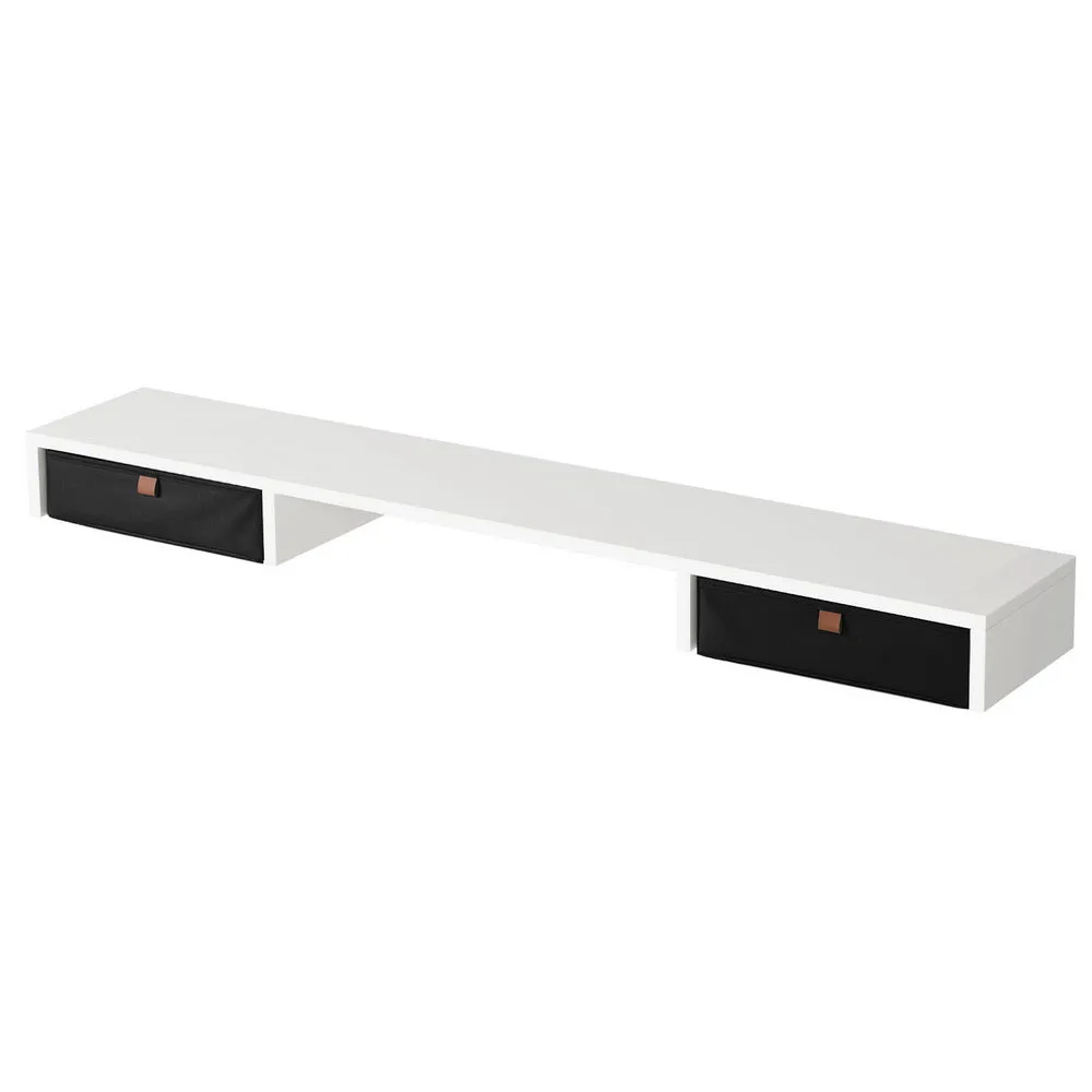 120cm Standing Desk Desktop Storage Rack Shelf Removable Bookshelf Drawer - White