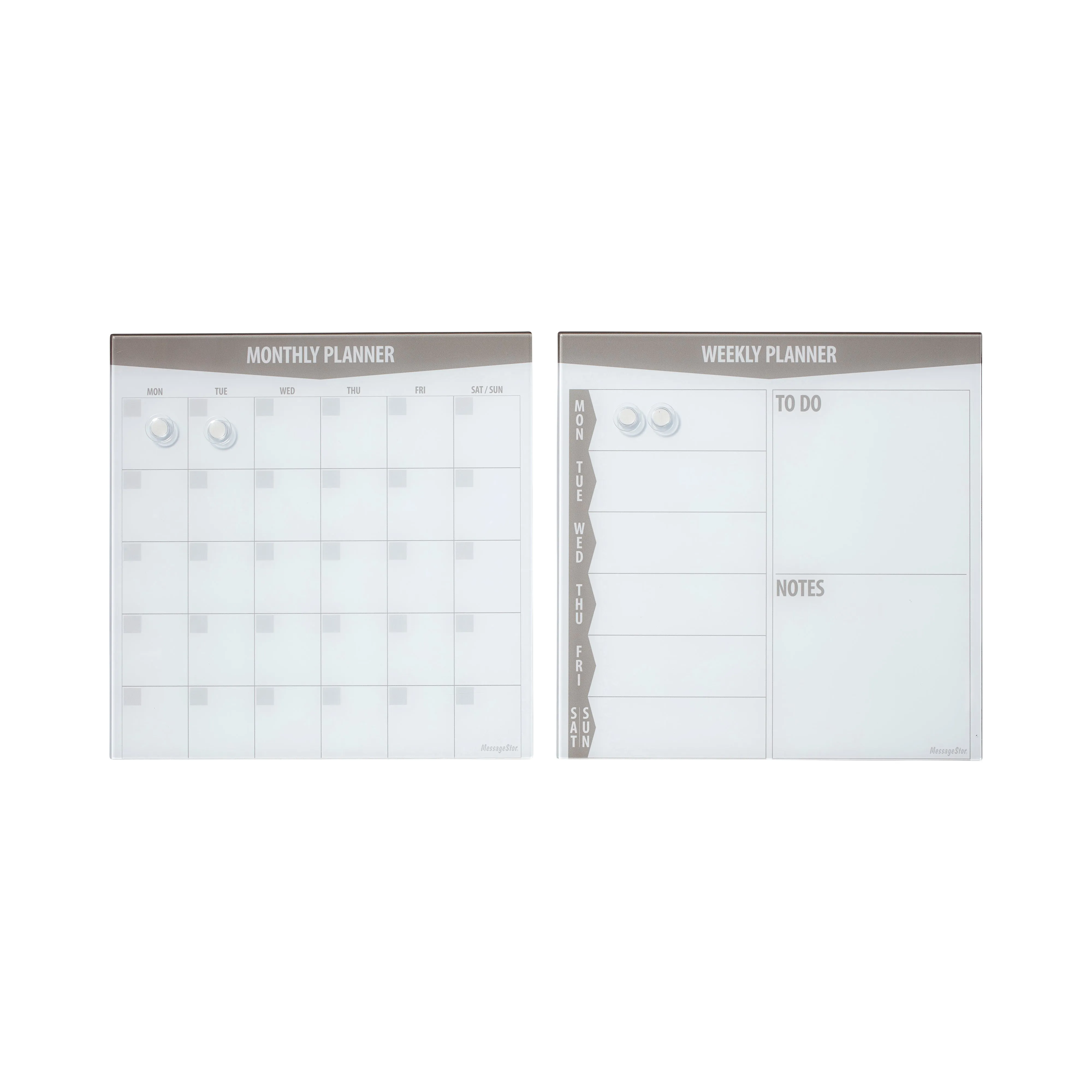 17.5in x 17.5in Magnetic Dry-Erase Glass Boards and 4 Rare Earth Magnets, 2-Pack