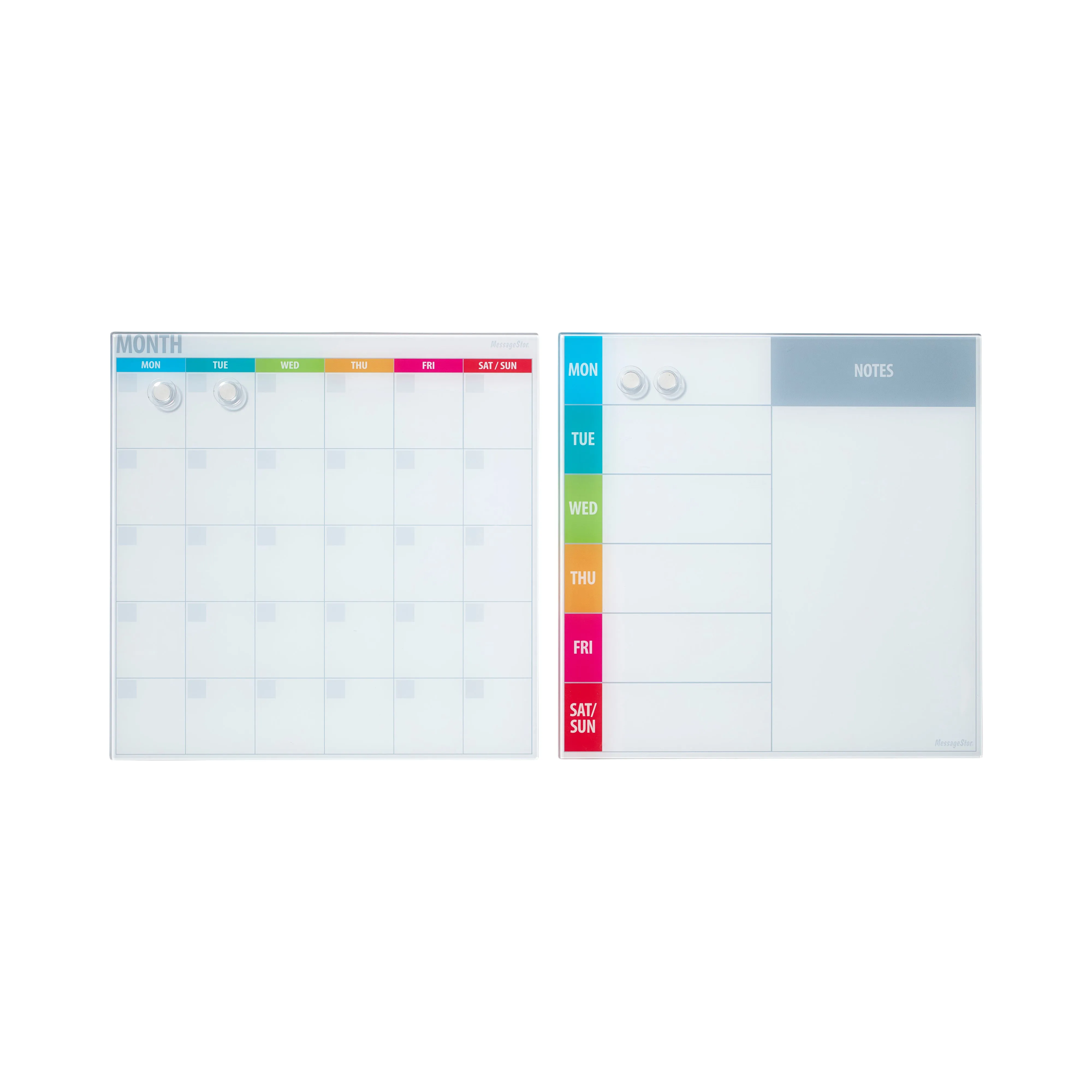 17.5in x 17.5in Magnetic Dry-Erase Glass Boards and 4 Rare Earth Magnets, 2-Pack