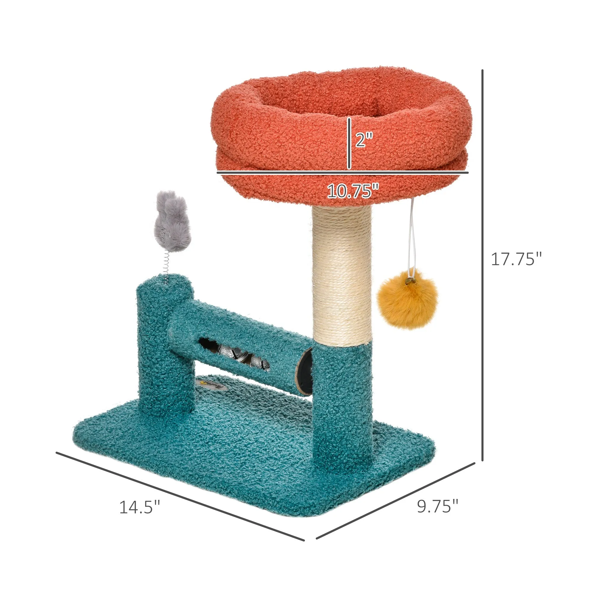 17" Cat Tree with Removable Bed - Blue and Orange