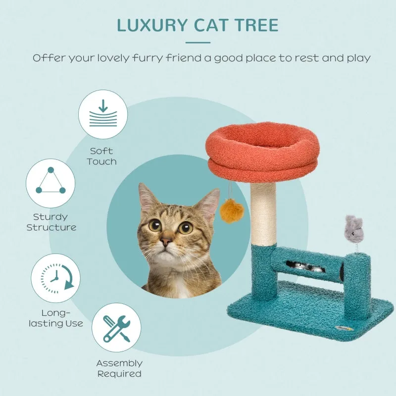 17" Cat Tree with Removable Bed - Blue and Orange