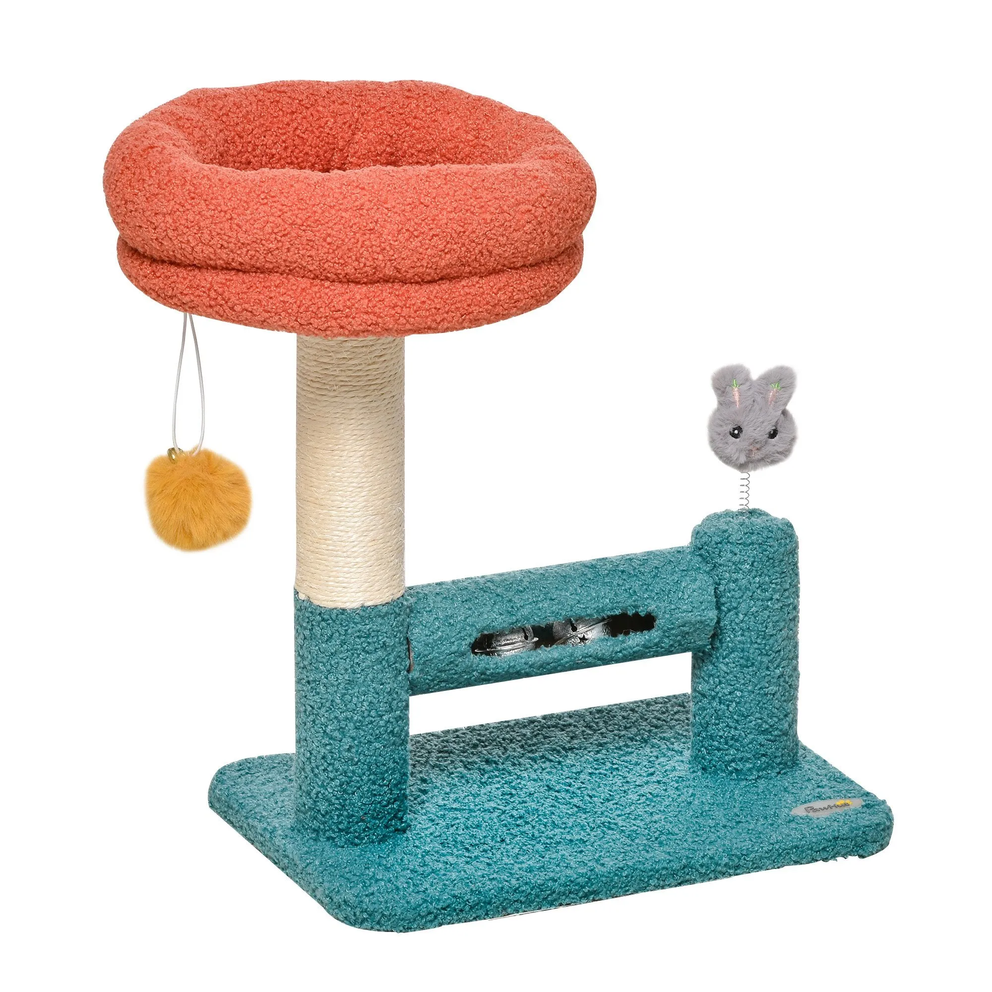 17" Cat Tree with Removable Bed - Blue and Orange