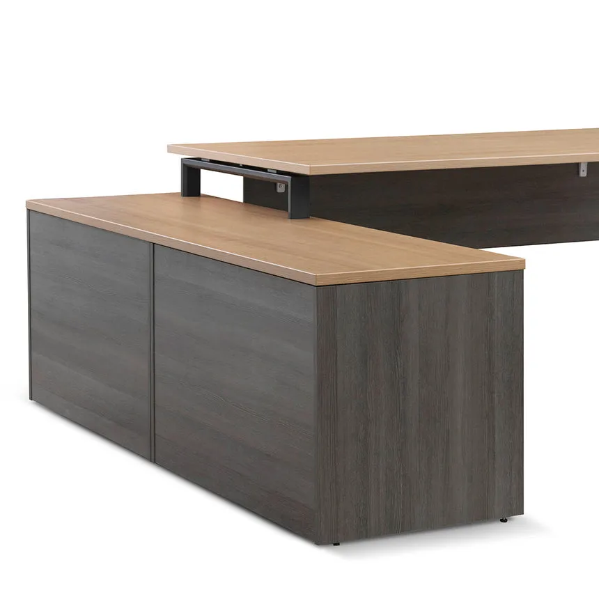 1.8m Left Return Office Desk - Black with Natural Top