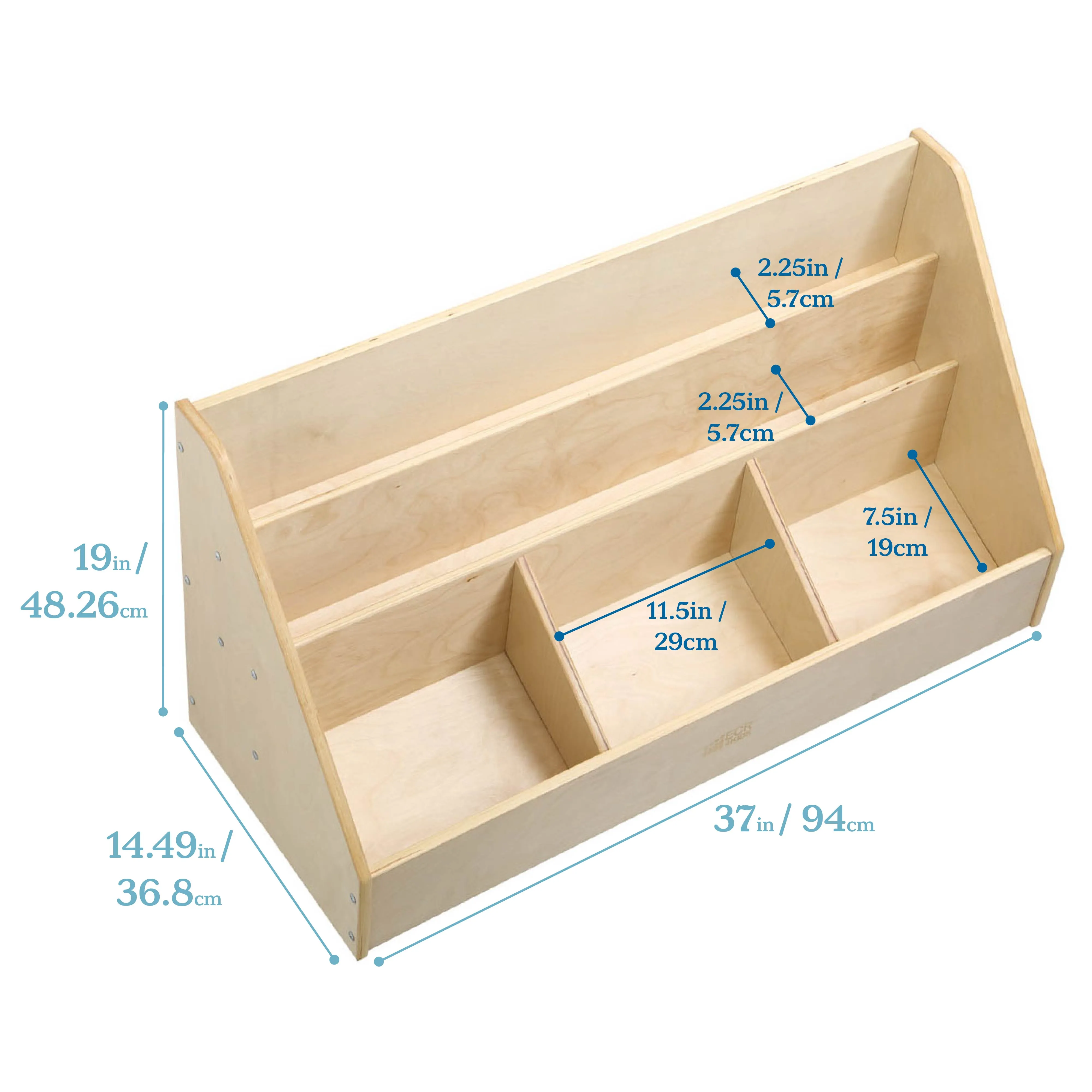 5-Compartment Easy to Reach Book Display, Classroom Storage, Natural