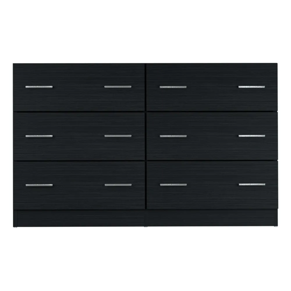 6 Drawer Lowboy Dresser - Black