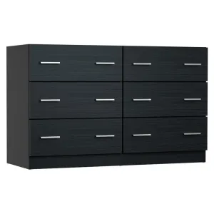 6 Drawer Lowboy Dresser - Black