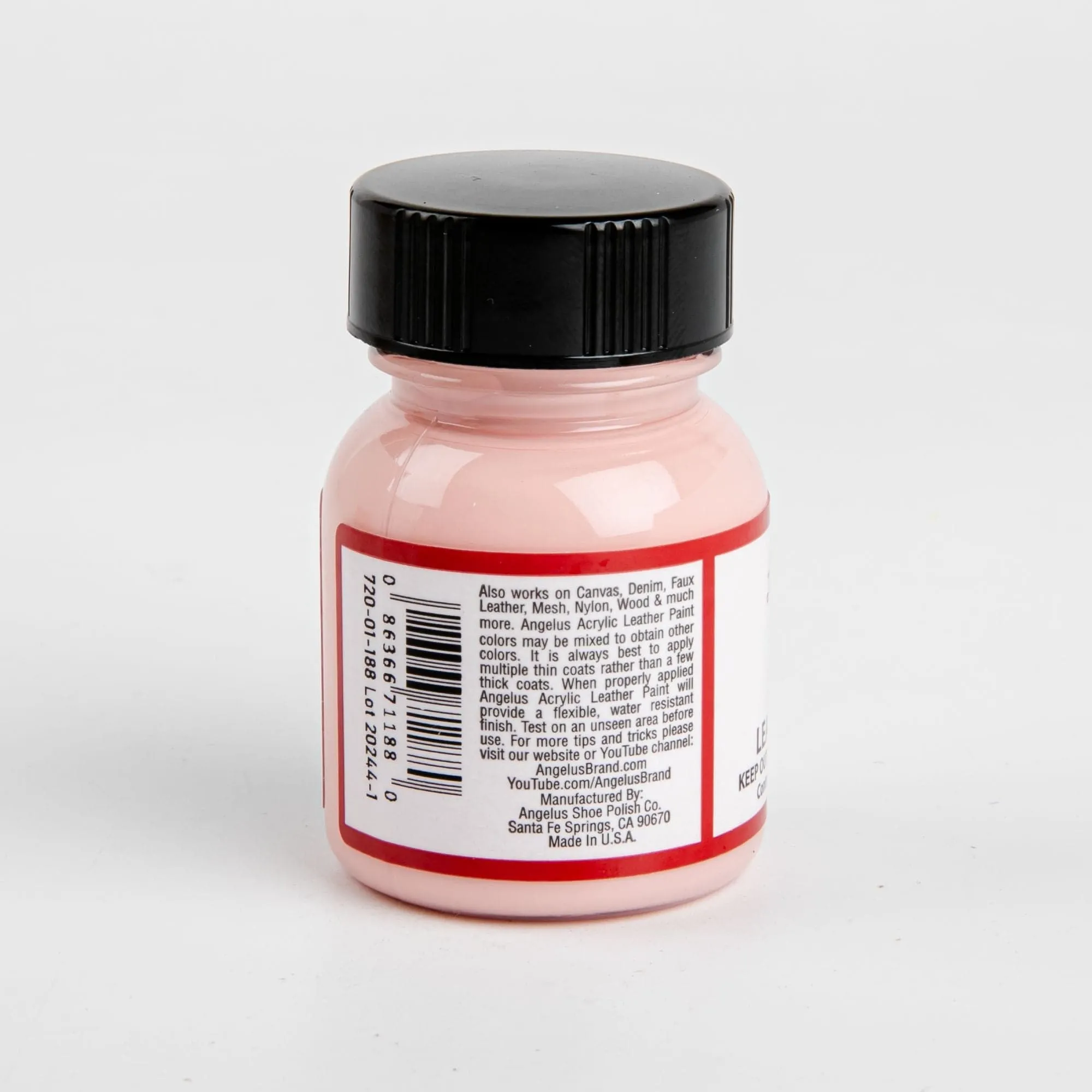 Angelus Acrylic Paint Pink #188 29Ml Use On Leather, Vinyl Or Fabric