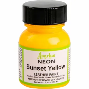 Angelus Neon Acrylic Paint Sunset Yellow 29Ml Use On Leather, Vinyl Or Fabric