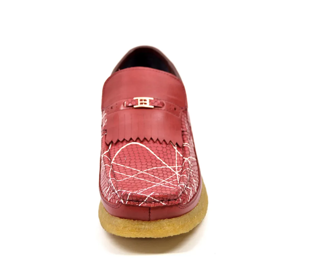 Apollo Red Snake Skin Leather