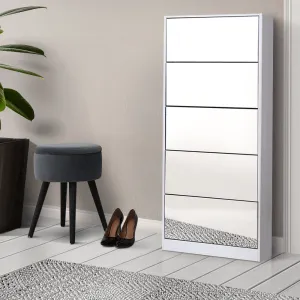 Artiss Shoe Rack Cabinet Mirror 25 Pairs White