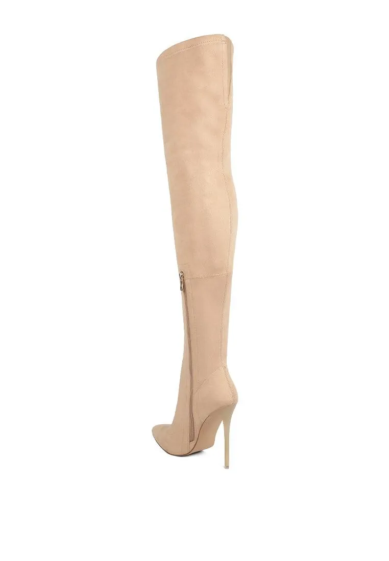 atelier stretch faux suede stiletto long boots