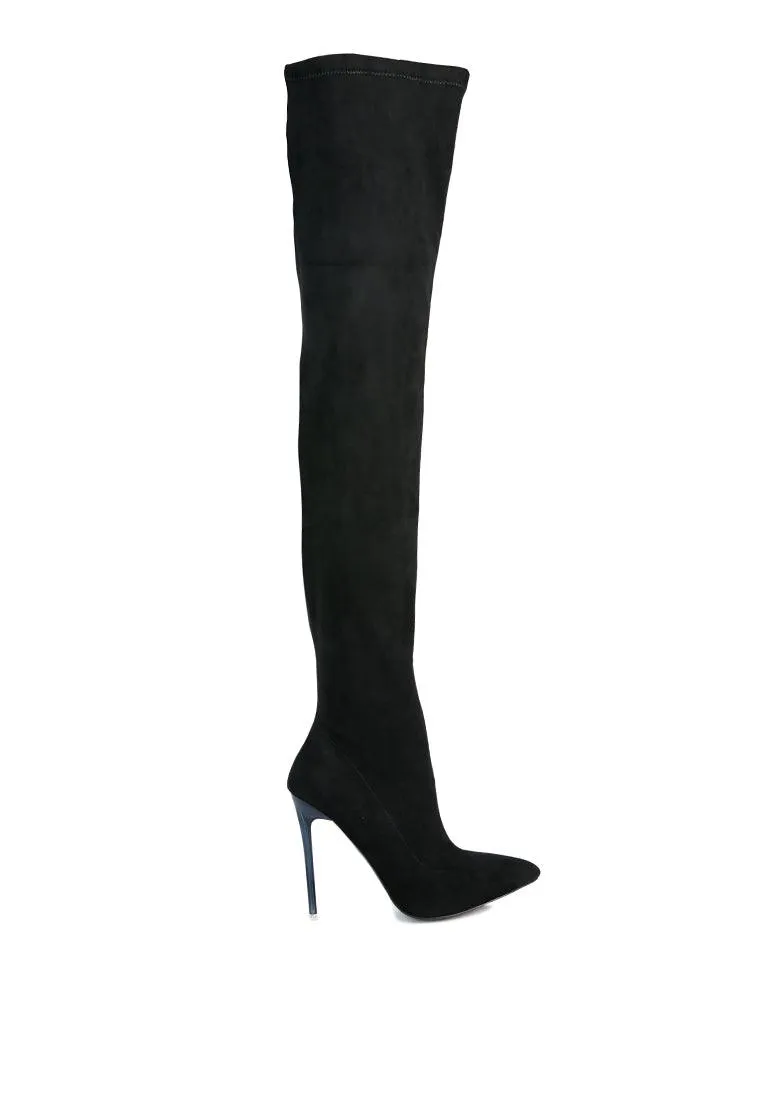 atelier stretch faux suede stiletto long boots