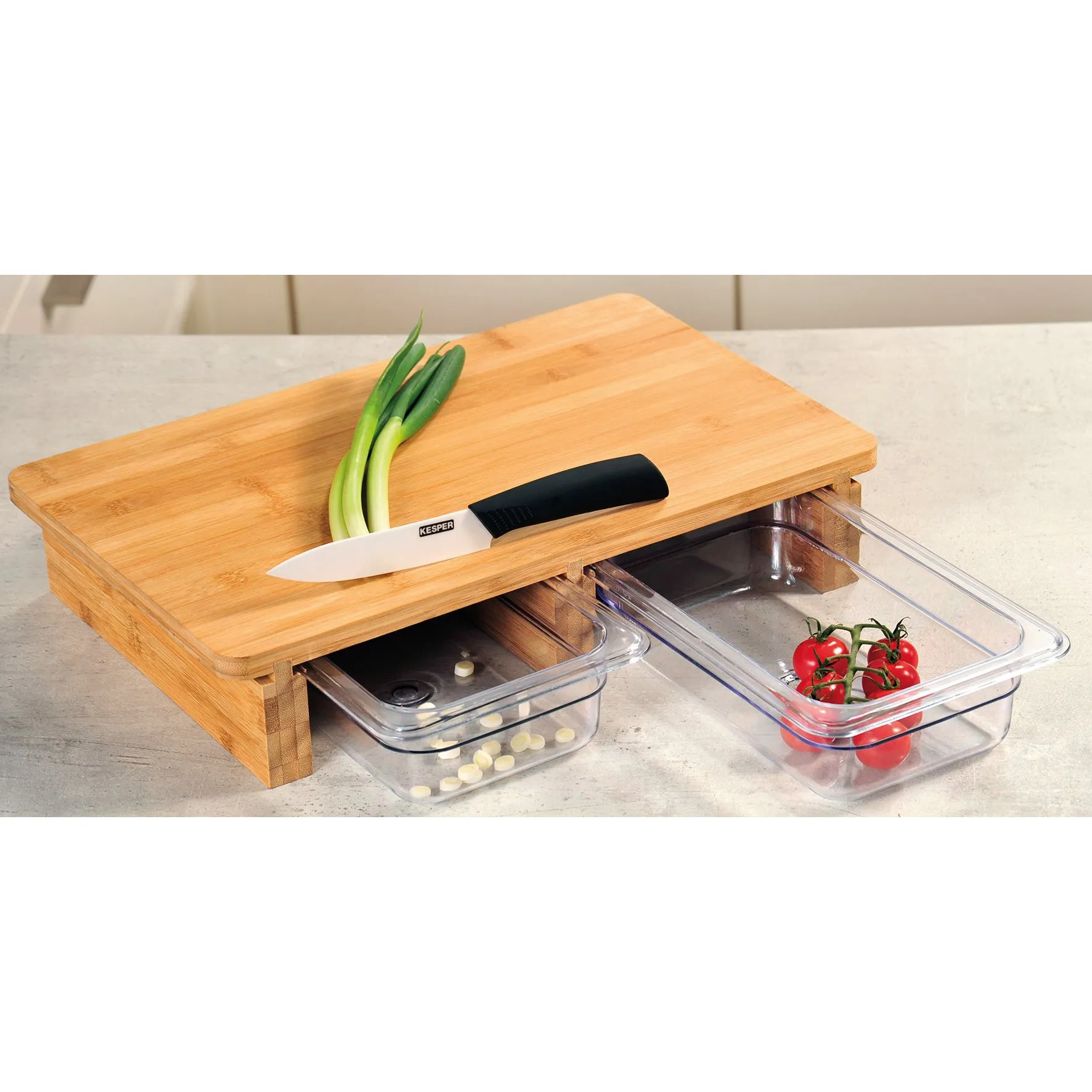 Bamboo Chopping Board with 2 Containers