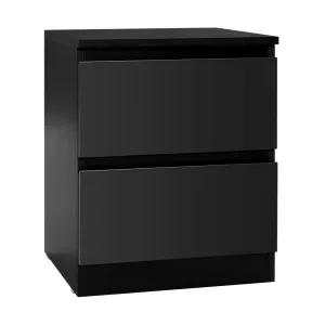 Bedside Table with 2 Drawers Black