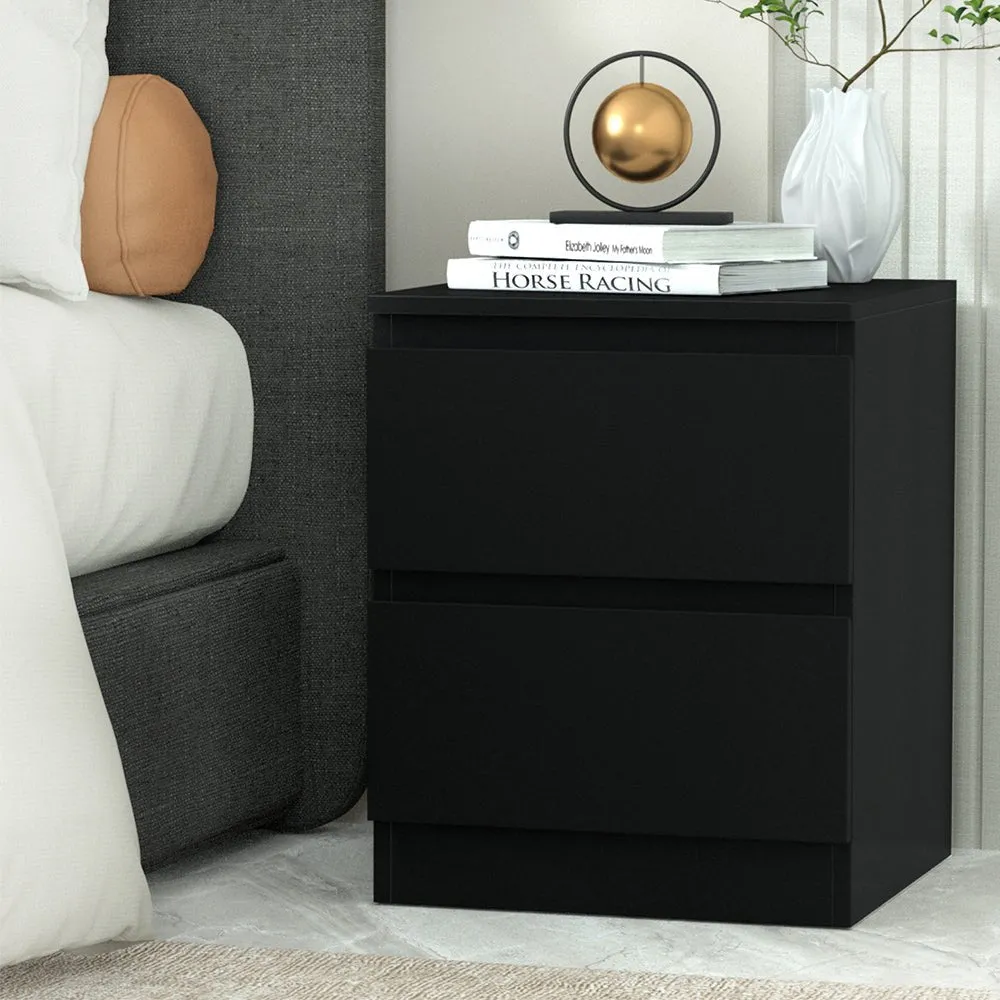 Bedside Table with 2 Drawers Black