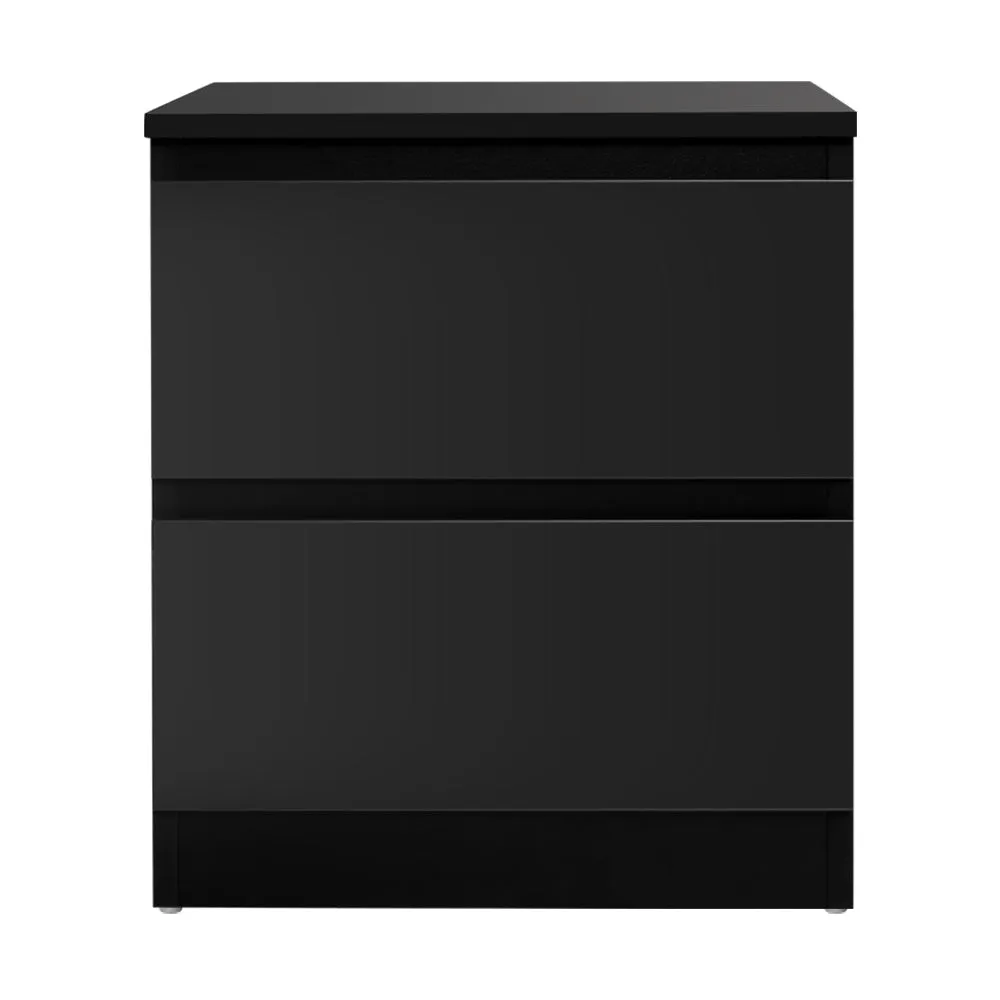 Bedside Table with 2 Drawers Black