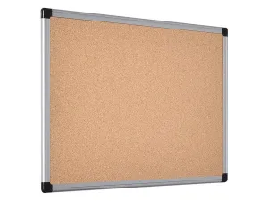 Bi-Office Cork Notice Board with Aluminium Frame, 90x60cm