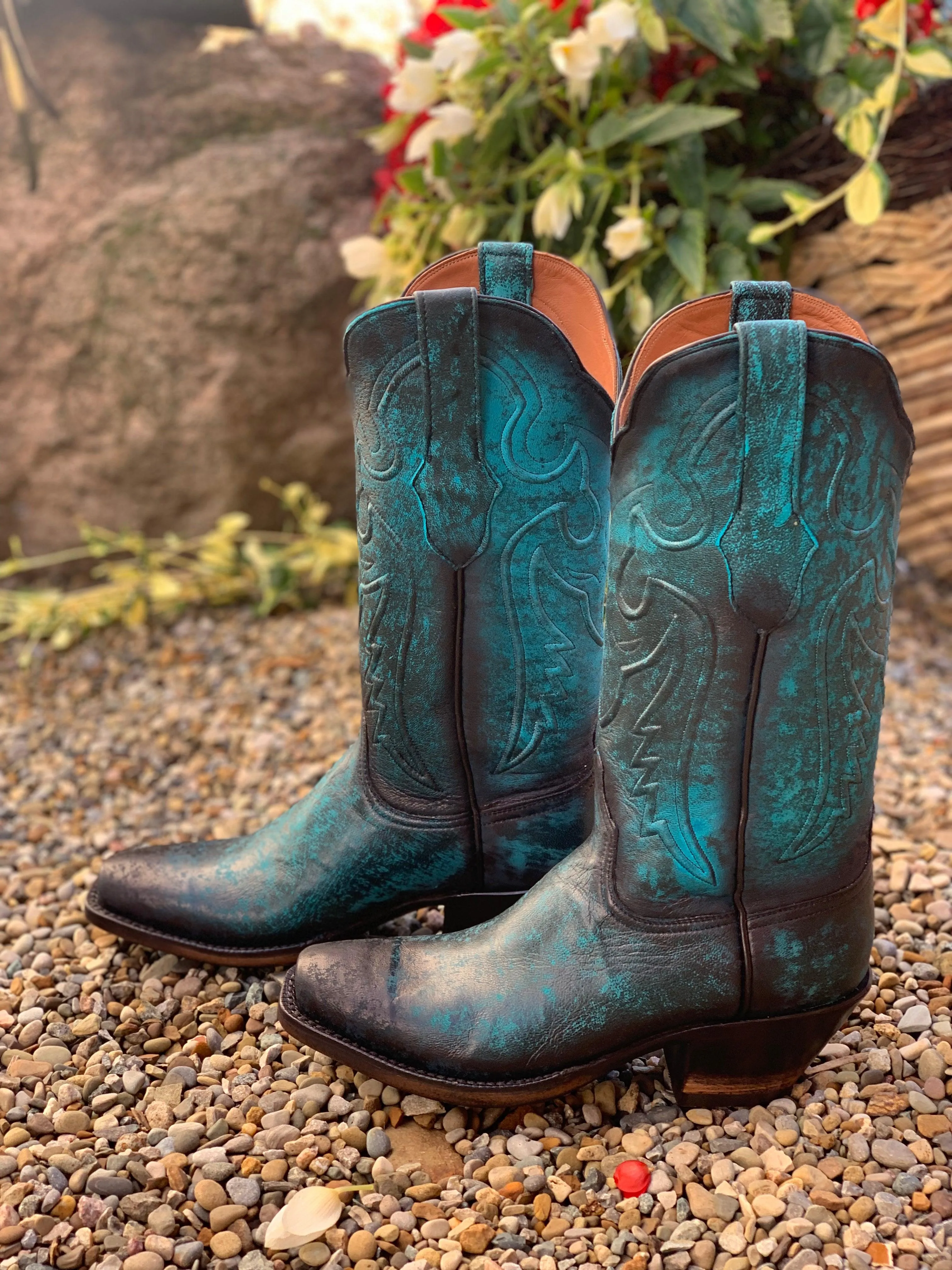 Black Jack Women’s Antique Turquoise Lambskin Leather Cowgirl Boots 549-V5