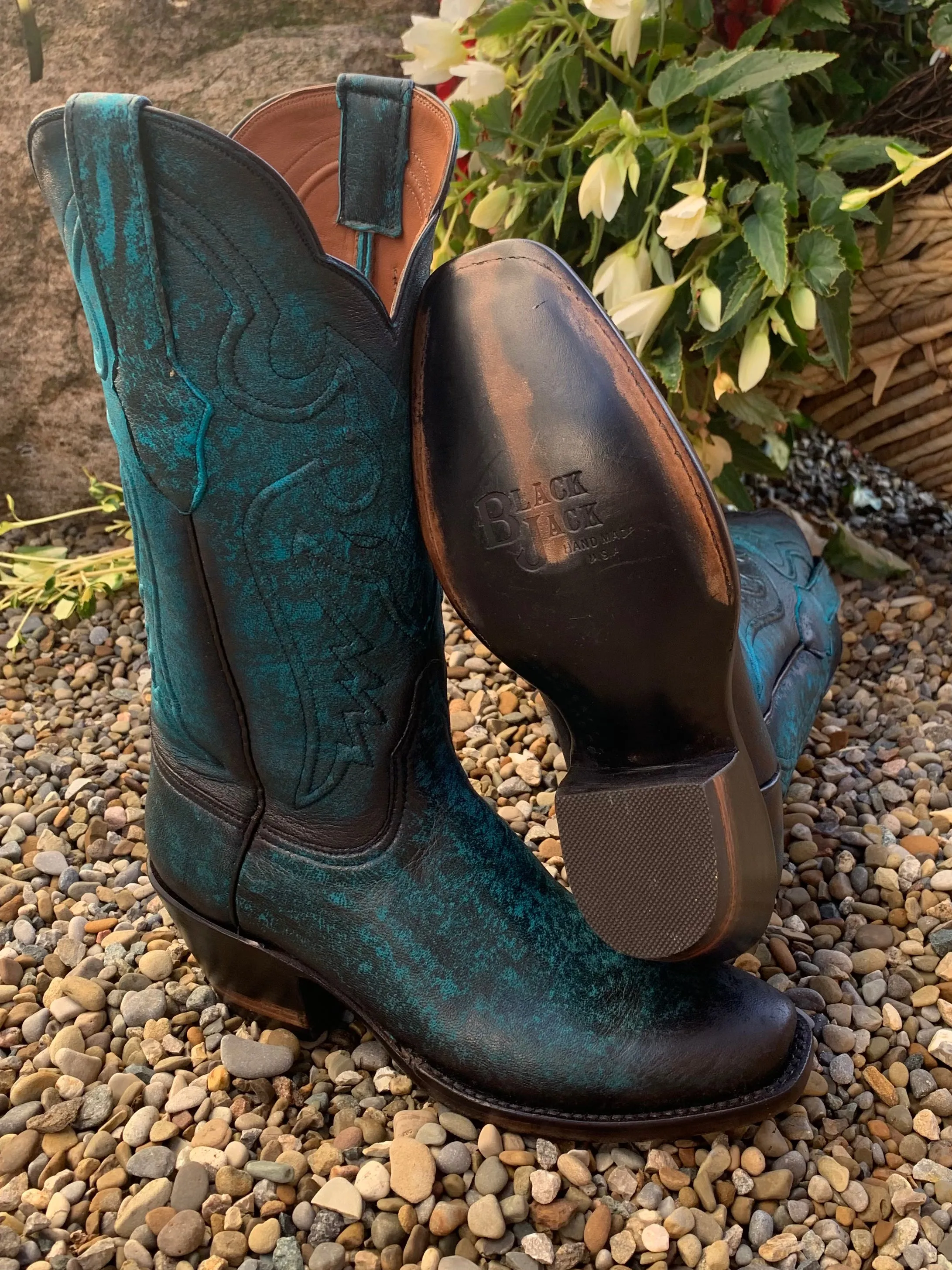 Black Jack Women’s Antique Turquoise Lambskin Leather Cowgirl Boots 549-V5