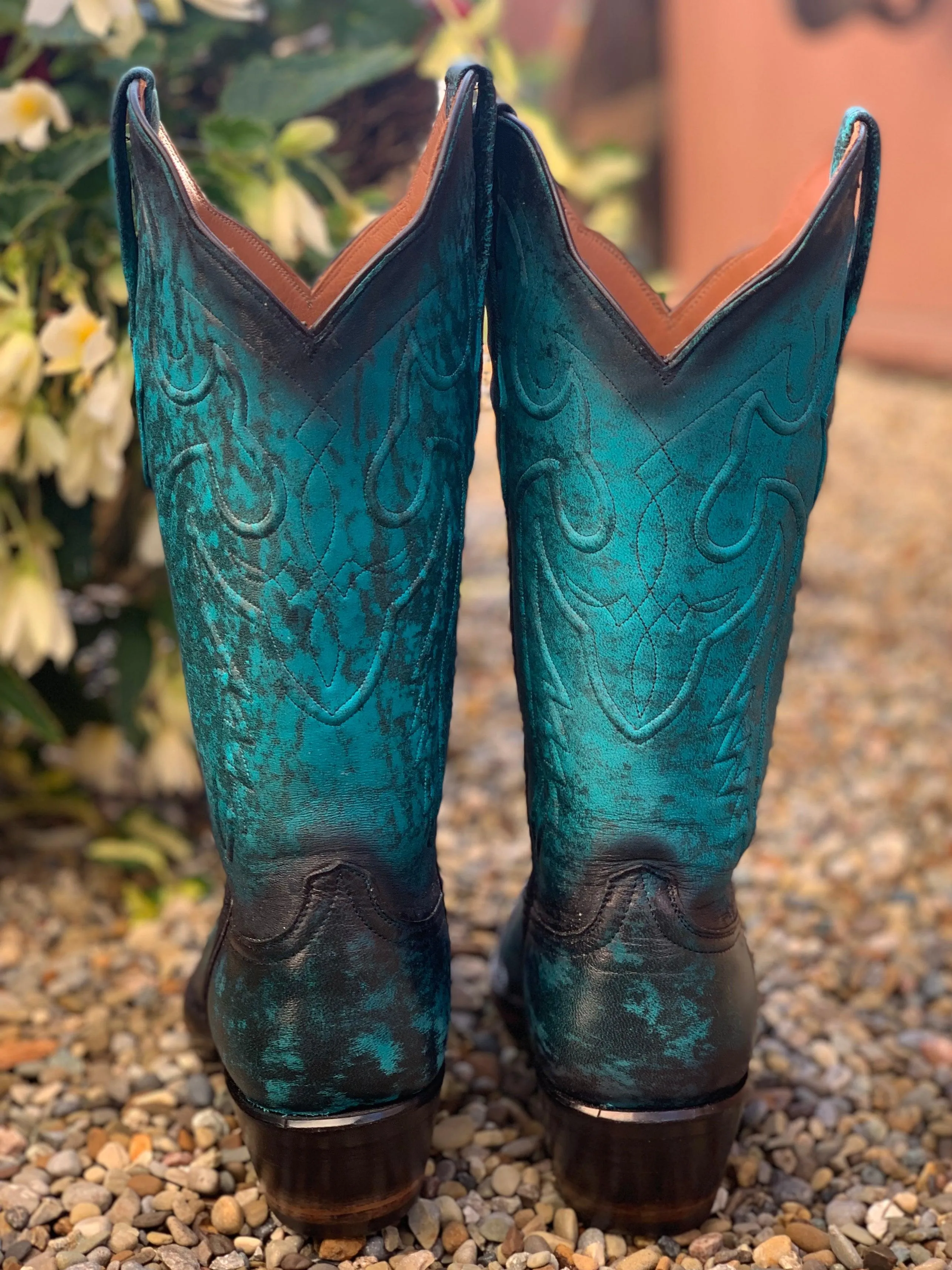 Black Jack Women’s Antique Turquoise Lambskin Leather Cowgirl Boots 549-V5