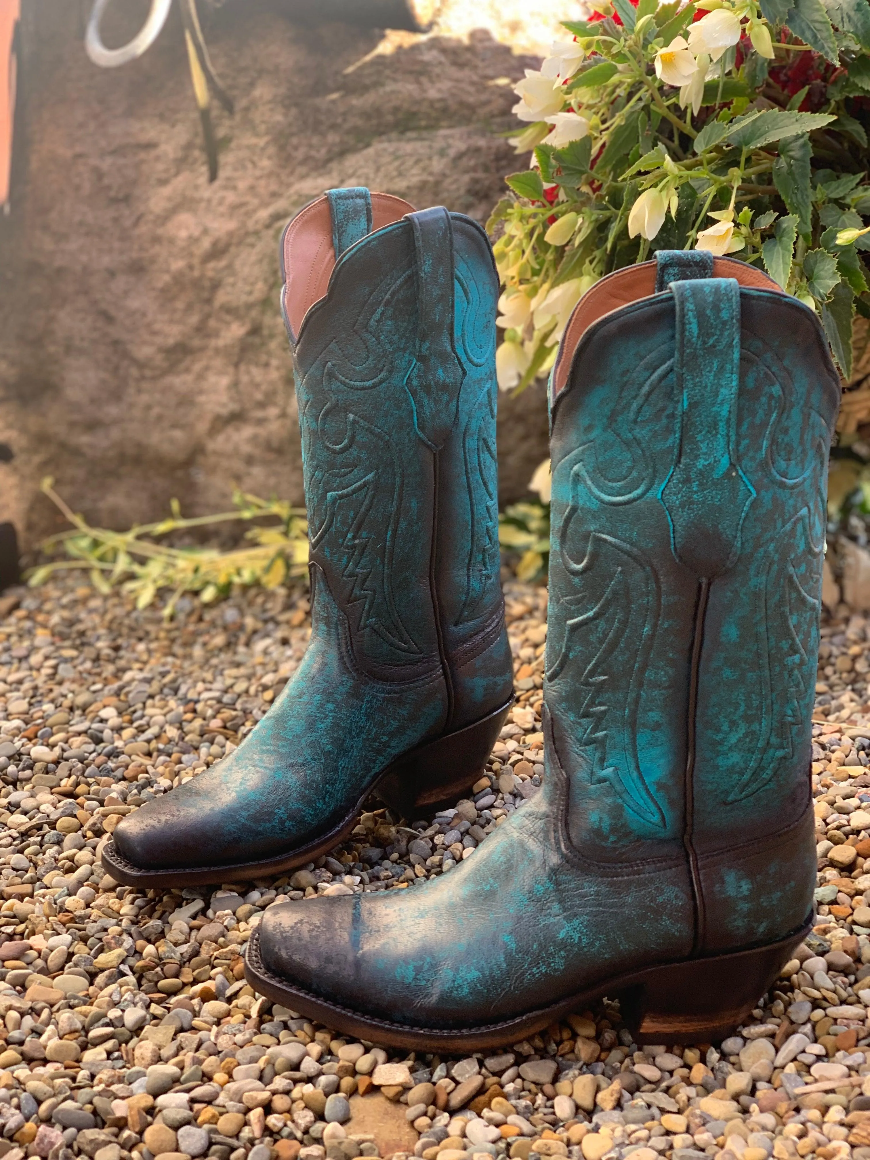 Black Jack Women’s Antique Turquoise Lambskin Leather Cowgirl Boots 549-V5