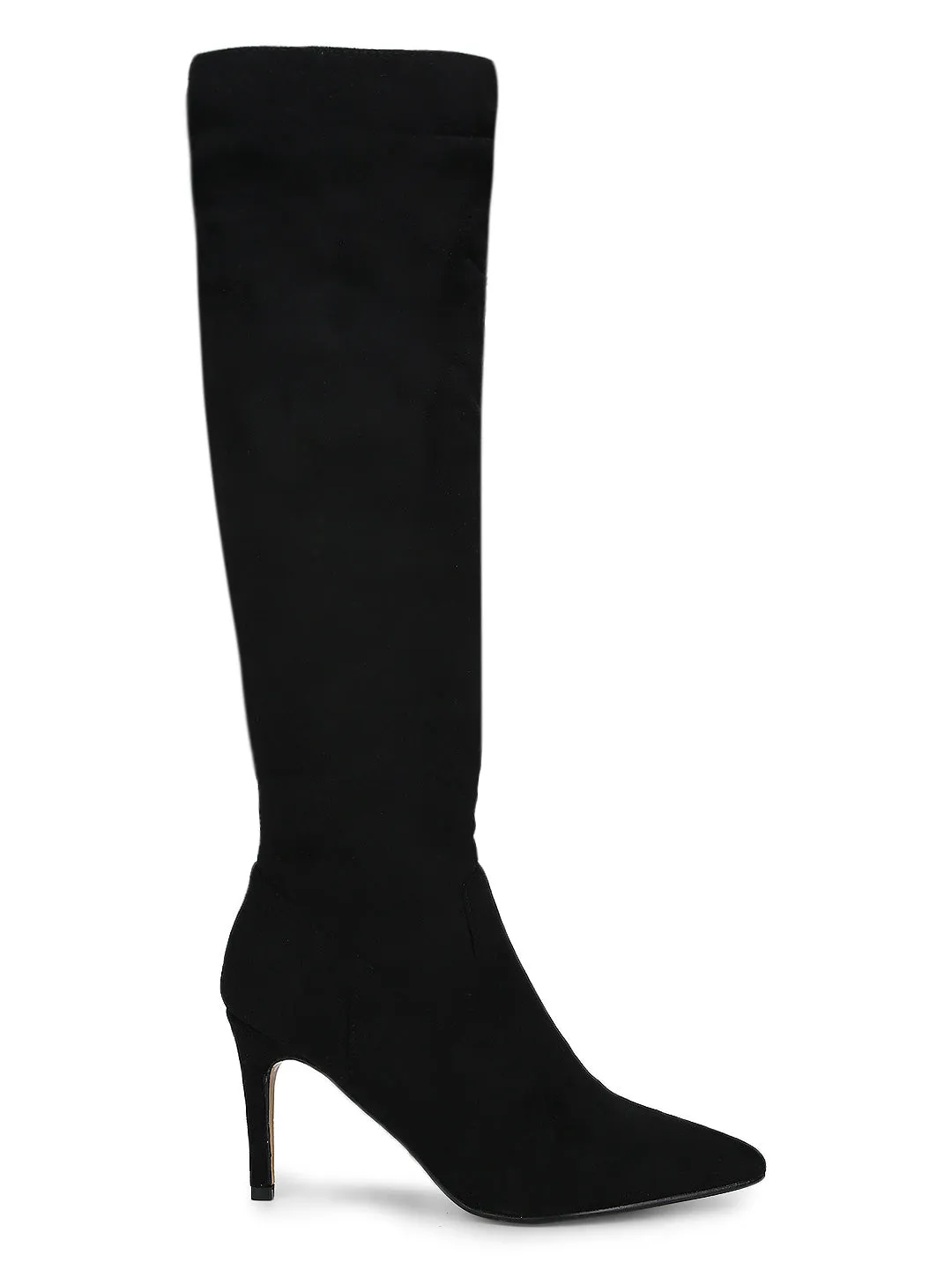 Black Micro Slouched Long Boots