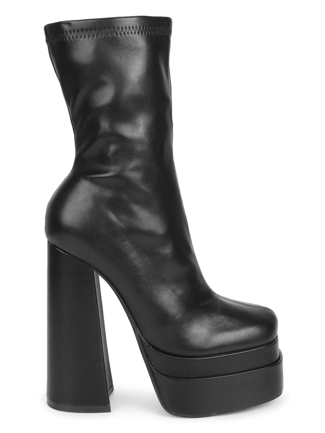 Black PU Block Ankle Boots (TC-GOWN51-BLK)