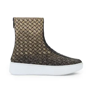 Bottega Veneta Gold Intecciato Metallic Sneaker Boot