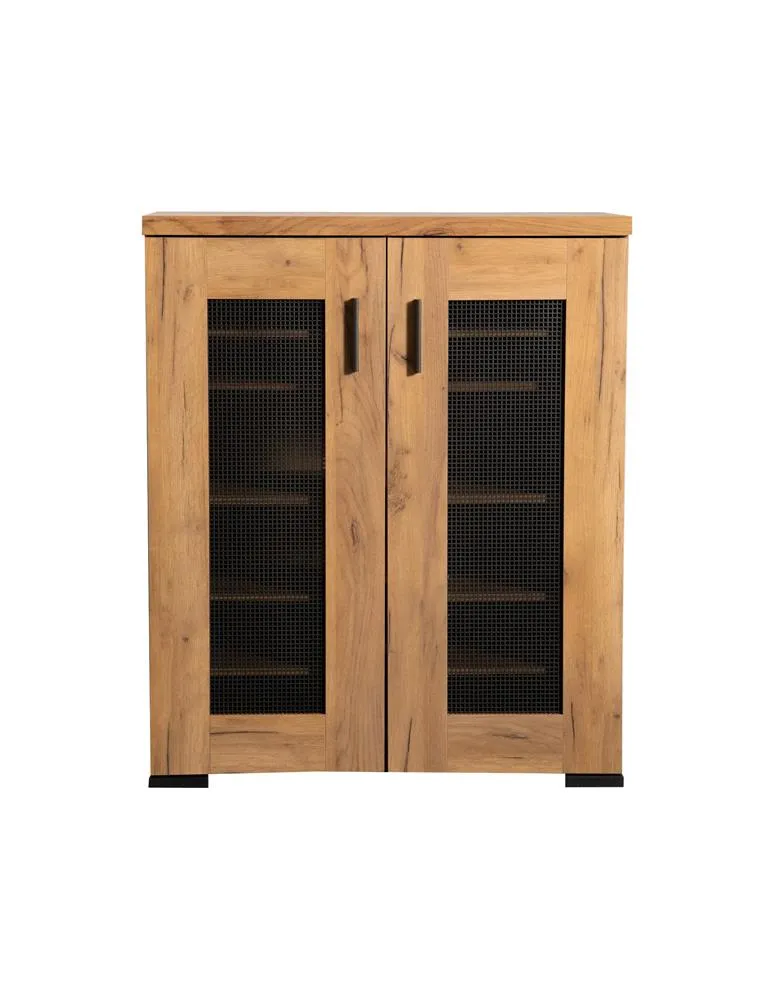 Bristol Golden Oak Metal Mesh Door Accent Cabinet