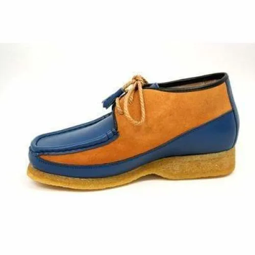 British Walkers Knicks Men's Blue and Rust Leather and Suede