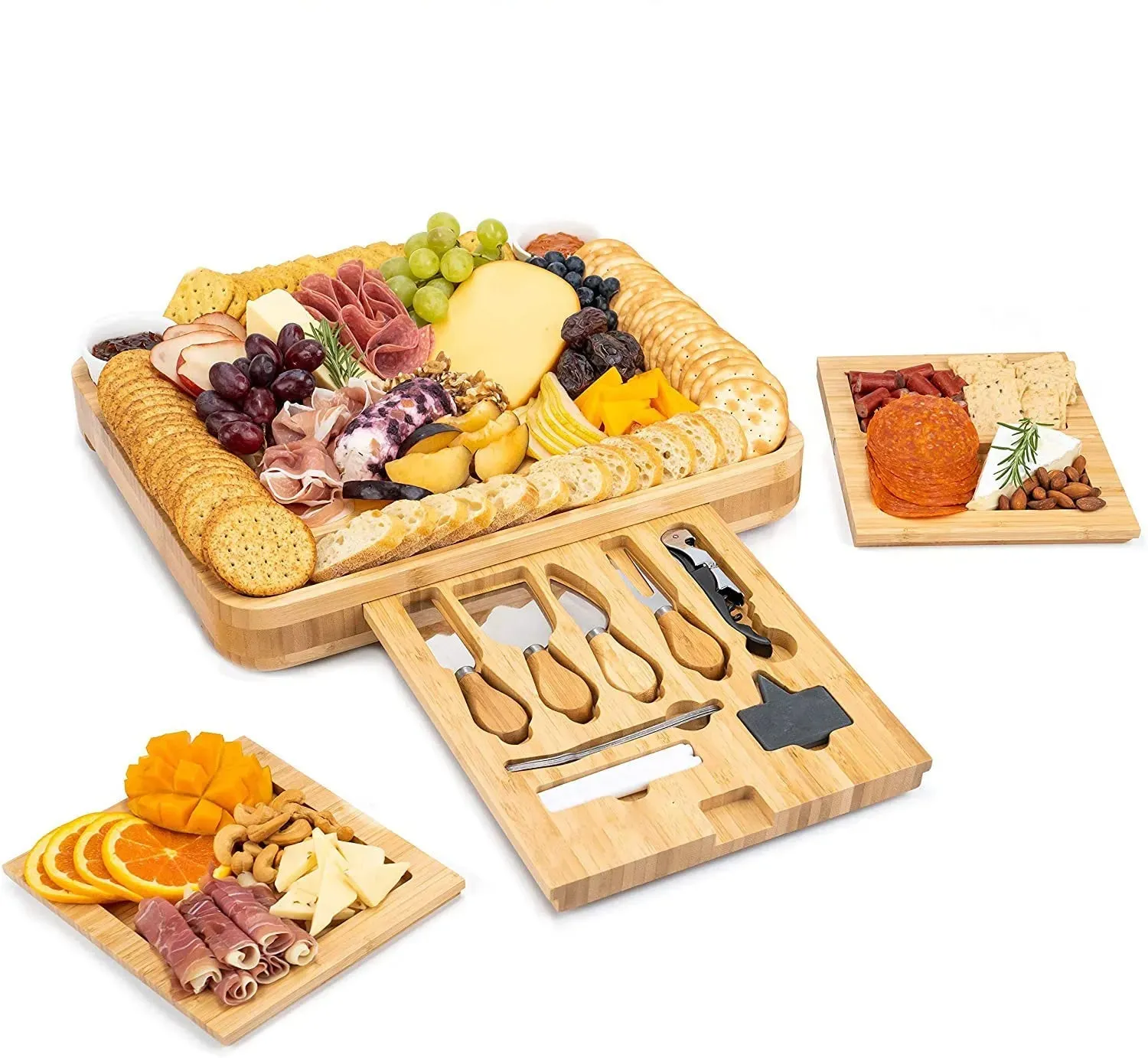 Cheese Board Set - Bamboo Cheese Board Knife Set