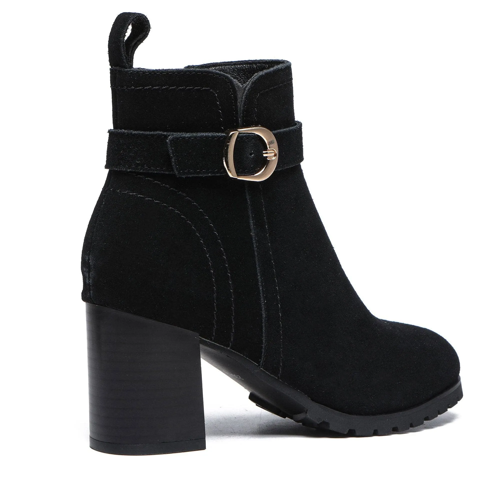 Coney Zipper Leather Ankle Boots