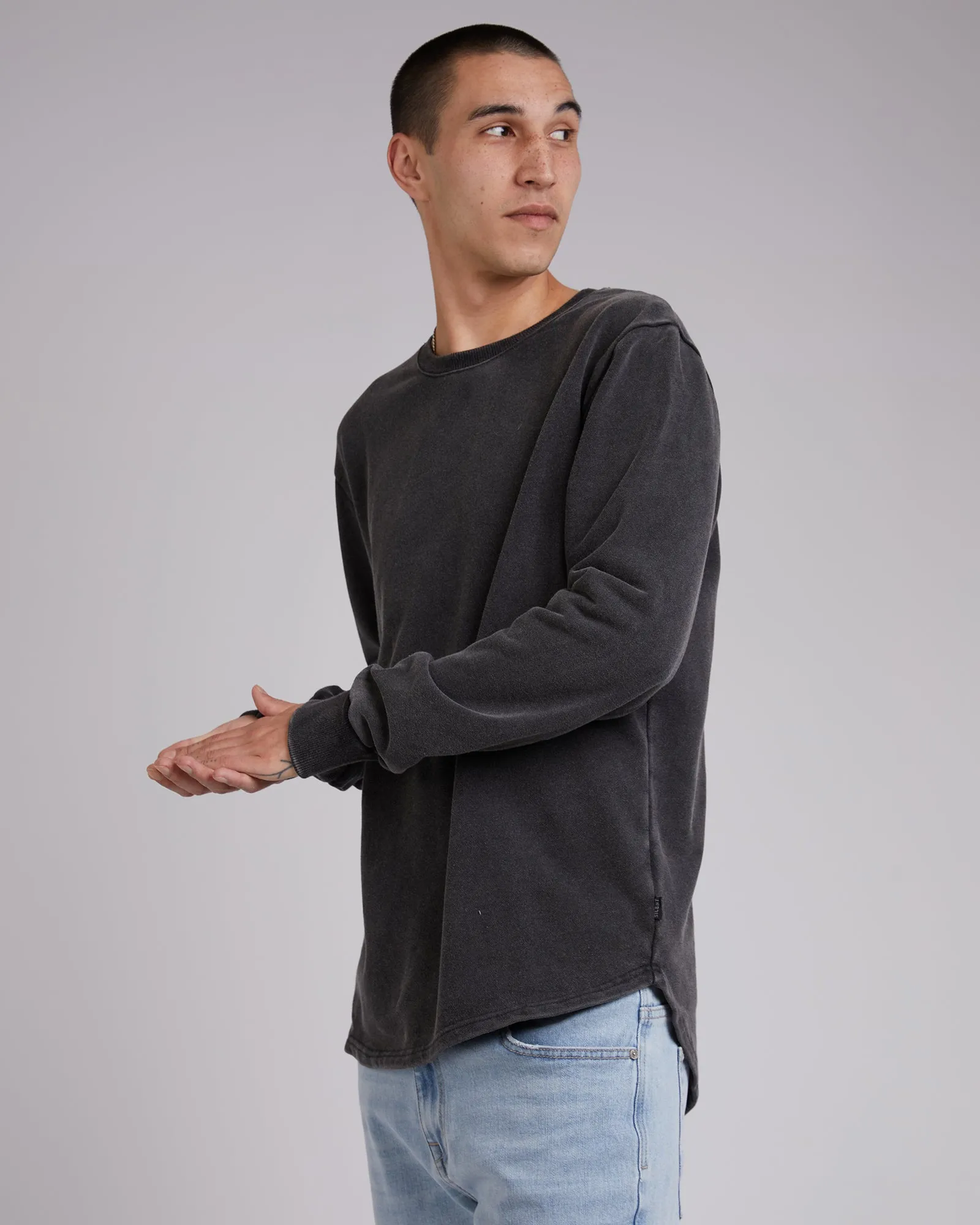 Curved Hem Crew 2 Pack Grey & Black