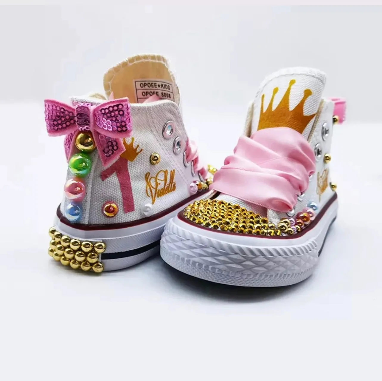 Custom Princess Canvas Shoes | Pink Bling Rhinestone Shoes