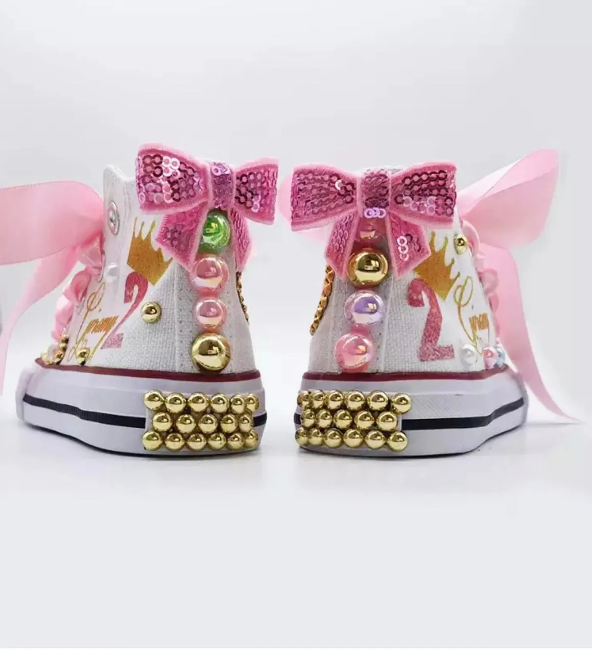 Custom Princess Canvas Shoes | Pink Bling Rhinestone Shoes