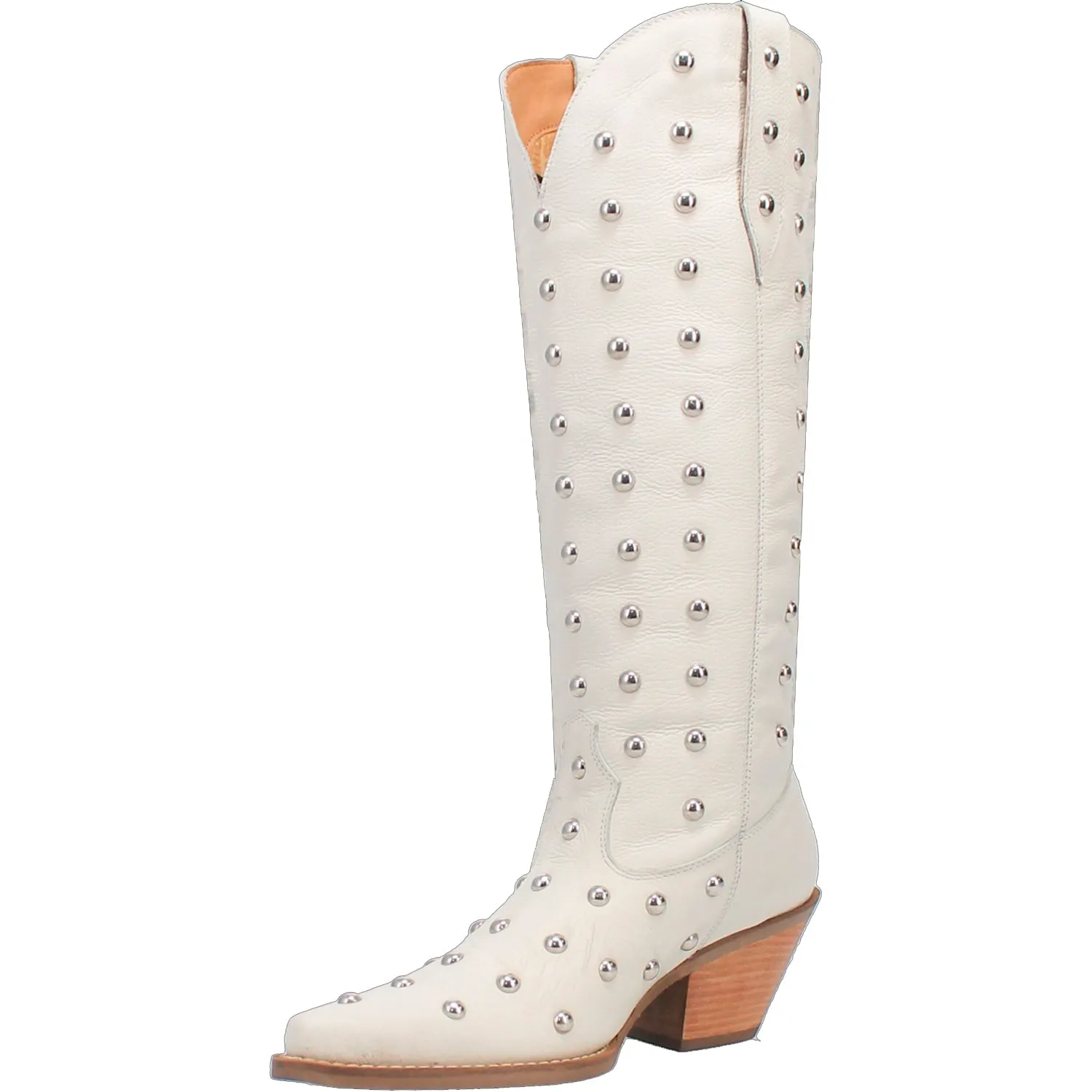 Dingo Womens Broadway Bunny White Leather Cowboy Boots