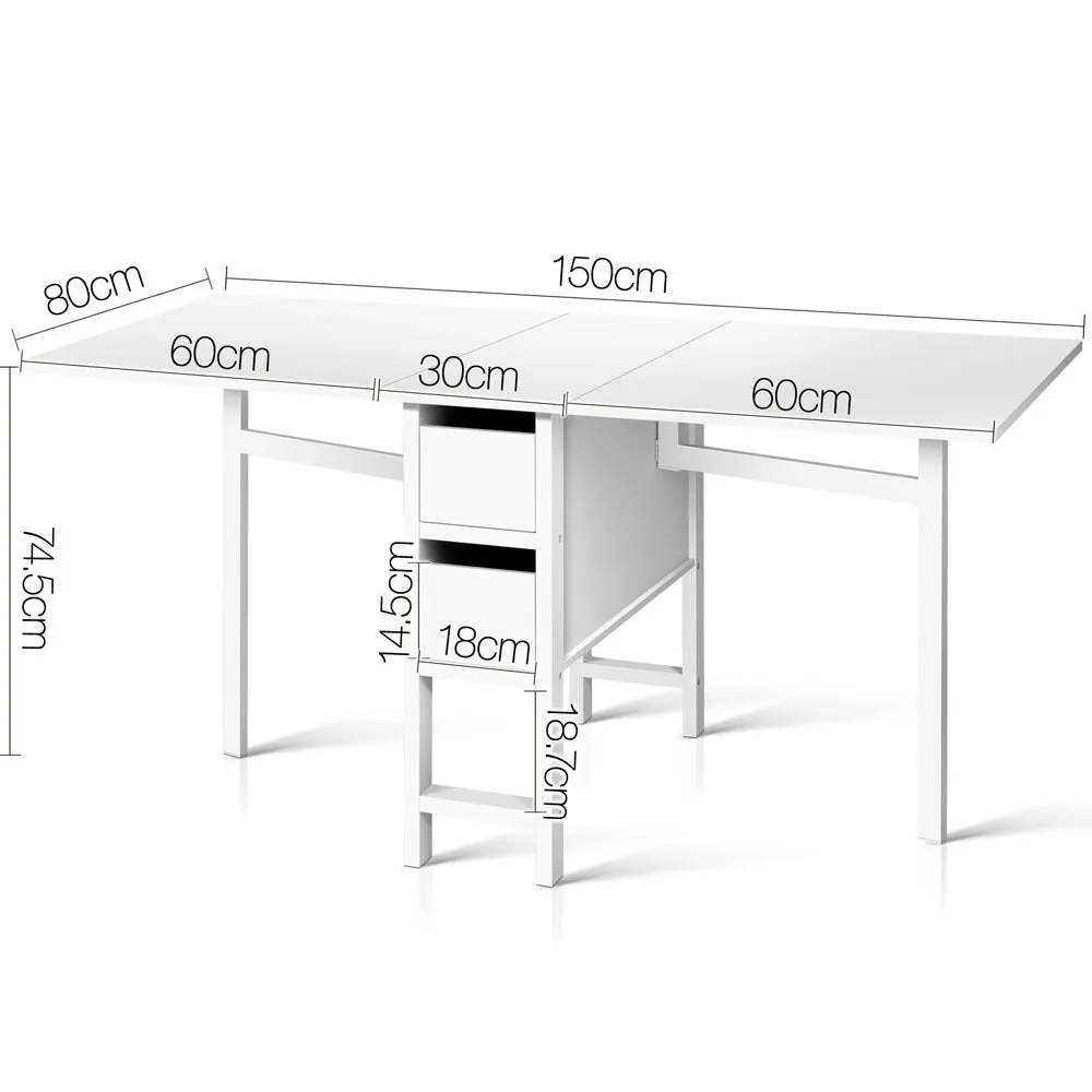 Dining Table Craft Sewing Office Desk Side Fold Extends Gateleg White