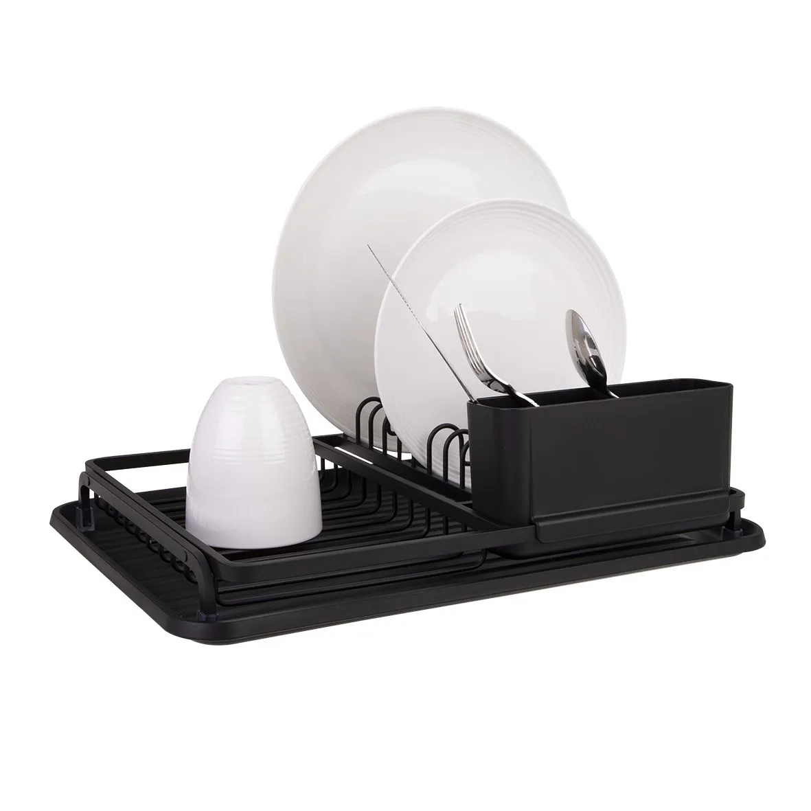 D.Line Dish Rack with Draining Board Black Aluminium