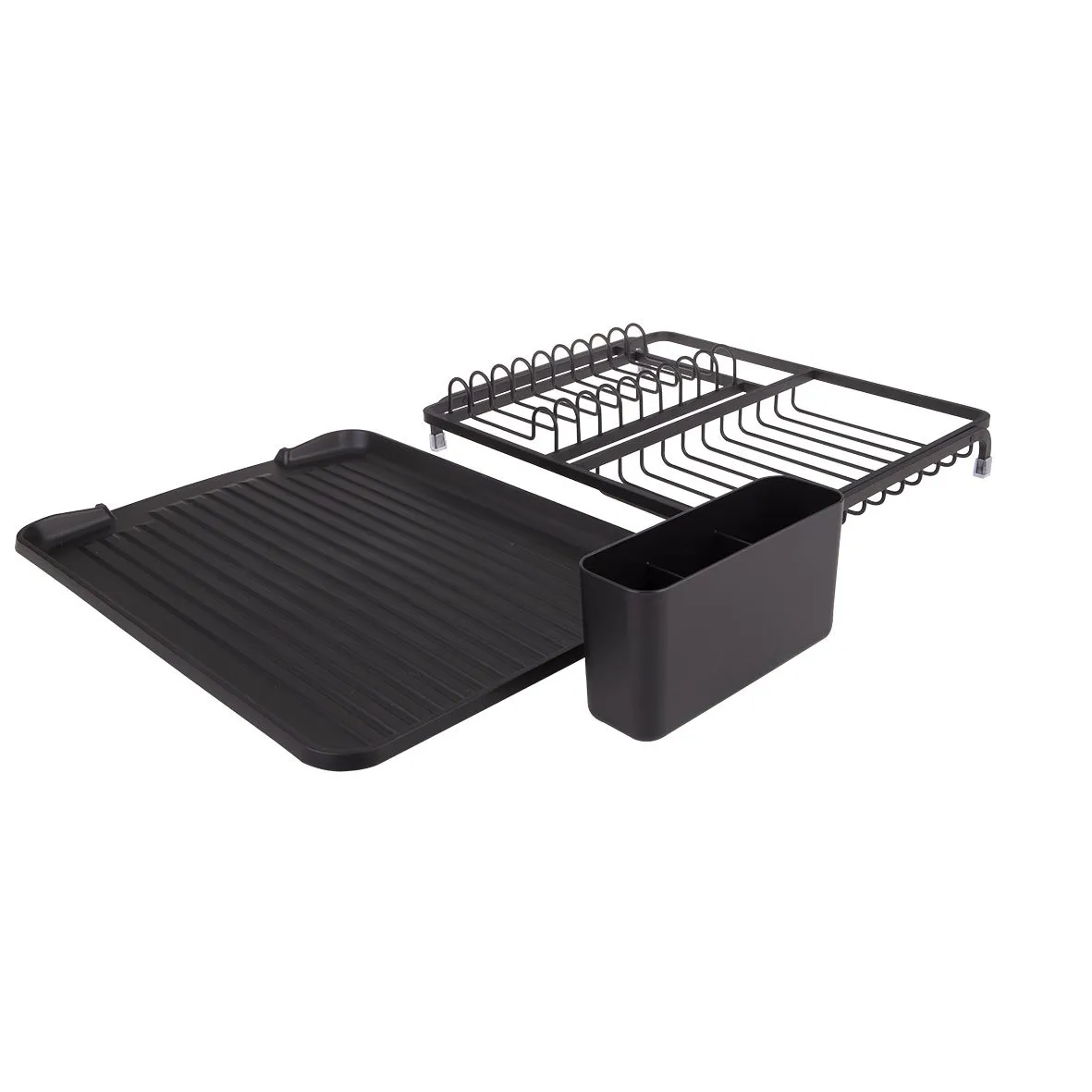 D.Line Dish Rack with Draining Board Black Aluminium