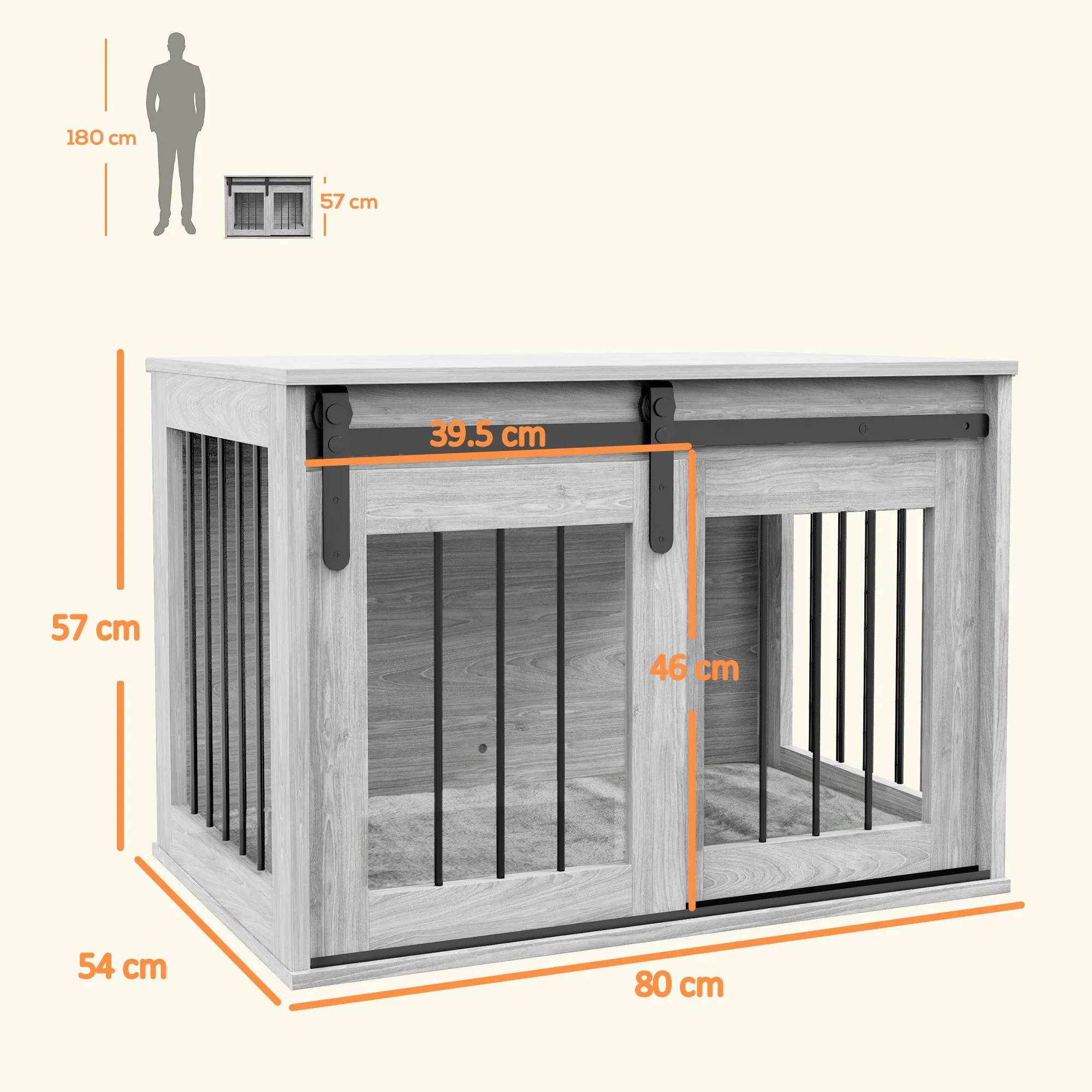 Dog Crate Furniture with Removable Cushion, for Medium Dogs - Grey