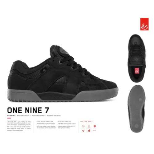 eS One Nine 7 Limited Reissue Skate Shoe - Black/Grey