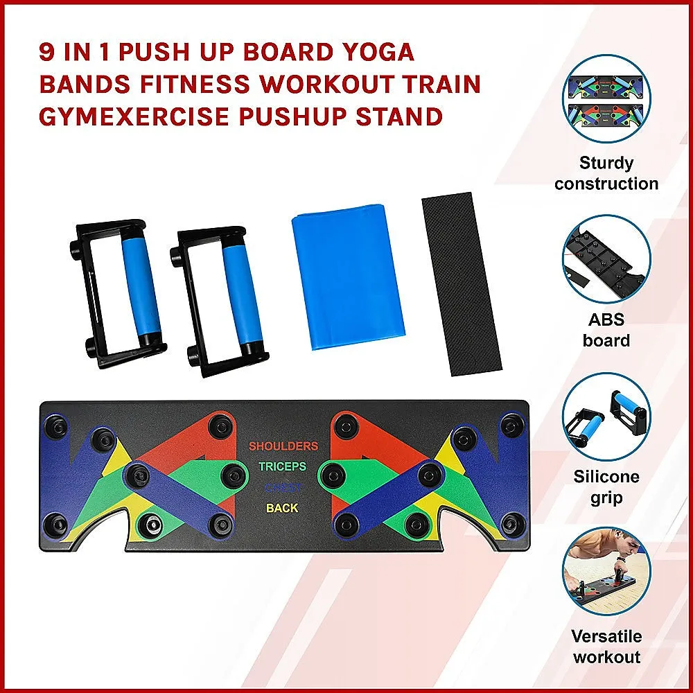 Exercise Push Up Board 9 in 1 Yoga Bands Fitness Workout Train Gym Exercise Pushup Stand