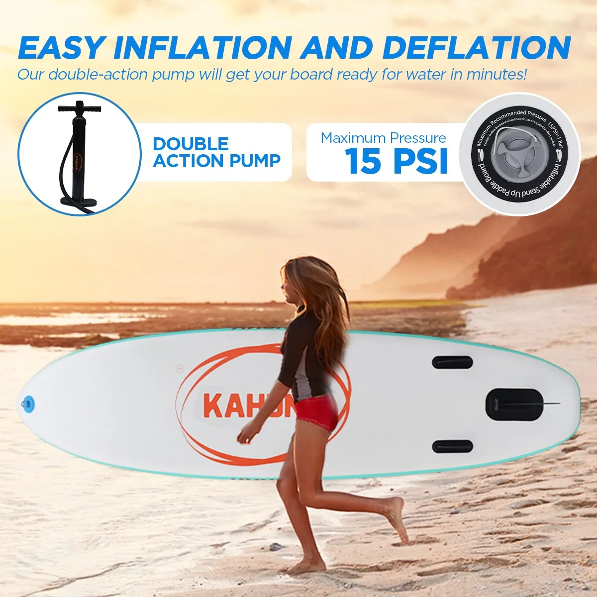 Extra-Wide Inflatable Stand Up Paddle Board 11FT iSUP Set Kahuna Hana