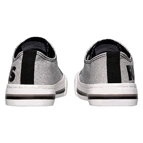 FOCO Las Vegas Raiders NFL Womens Glitter Low Top Canvas Shoes - 9