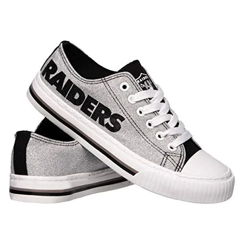 FOCO Las Vegas Raiders NFL Womens Glitter Low Top Canvas Shoes - 9